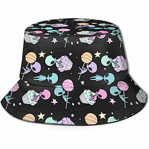 Producto Bucket Hat Packable Reversible Cute Alien Candy Cup Cake Print Sun Hat