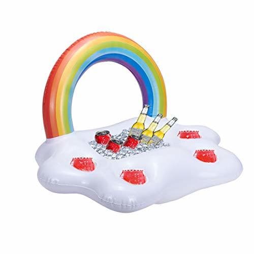 Producto MissGood Inflable Arco Iris Nube Holder Bebida Flotante Ensalada Ensalada Fruta Bar