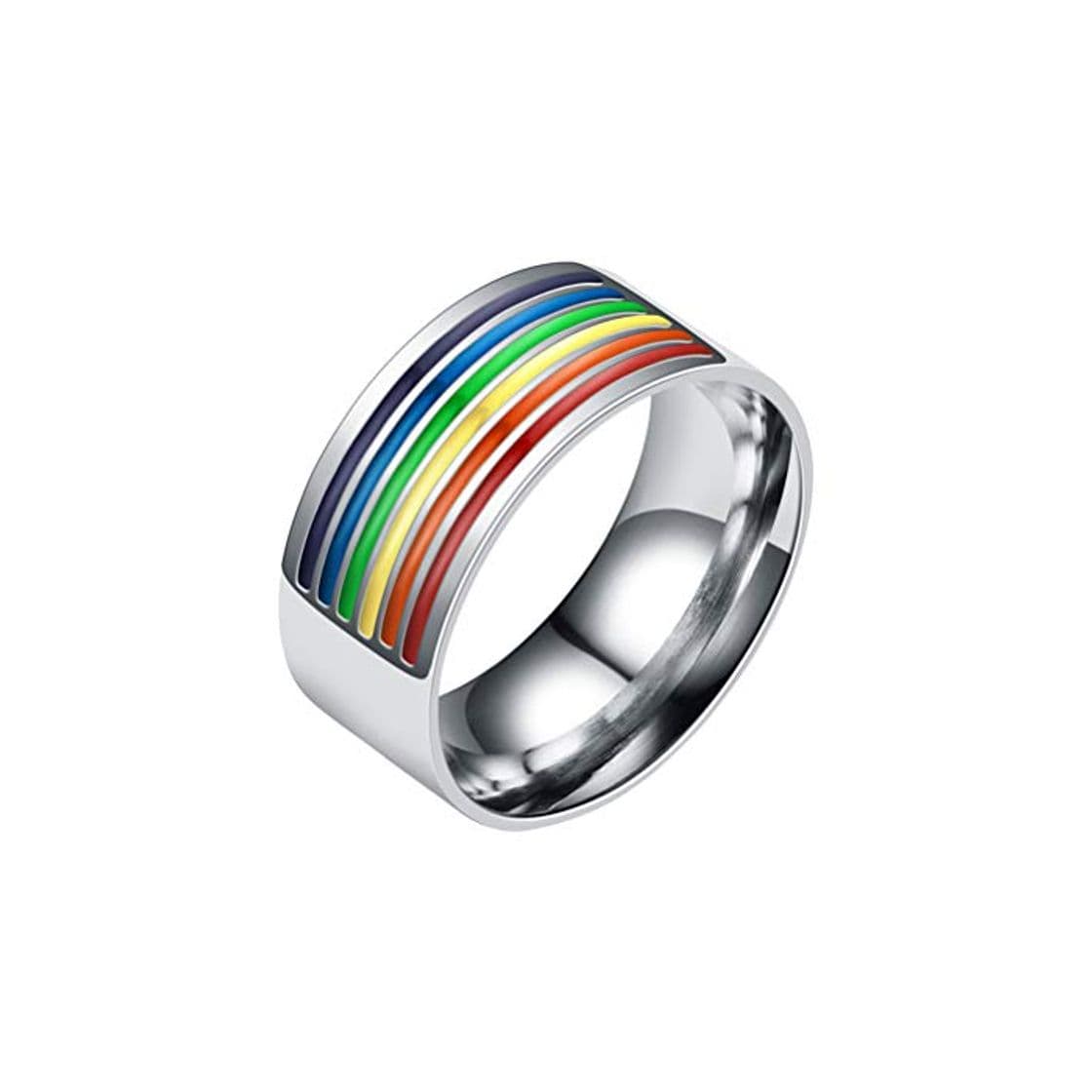 Product TENDYCOCO Anillo de la bandera del arco iris del anillo LGBT de acero inoxidable para lesbianas y gays