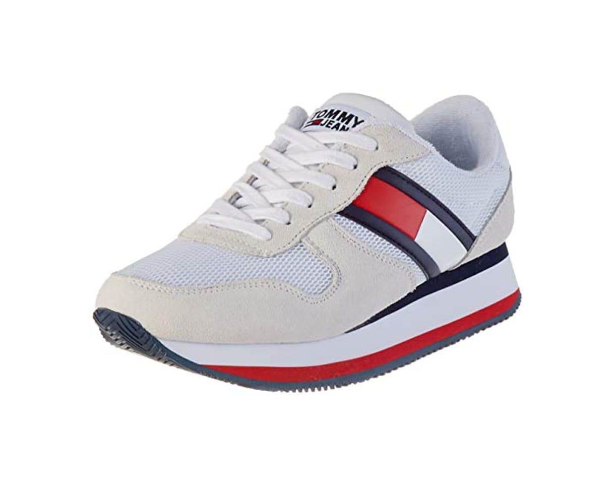 Moda Tommy Hilfiger Flatform Runner Colour Sneaker, Zapatillas para Mujer, Rojo