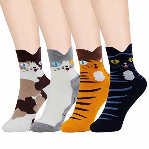 Producto HONGXIN-SHOP Calcetines de Mujer Coloreados Algodón Calcetines Patrón de Gato Adulto Unisex