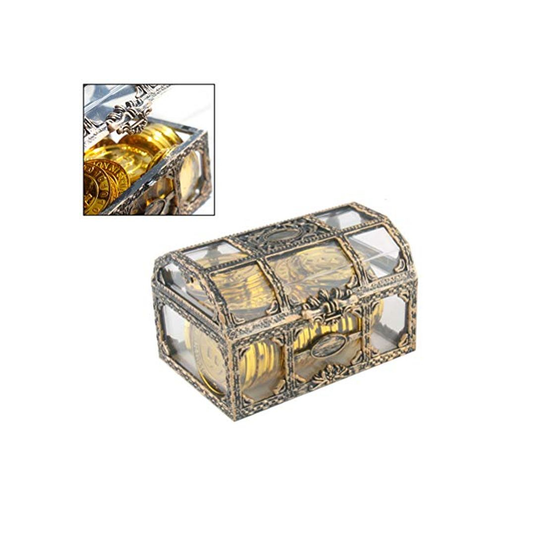 Producto Mallalah Plástico Transparente Caja de Tesoro de Pirata Joya de Cristal Caja de Joyas Organizador de Almacenamiento Cofre de Tesoro Recuerdo