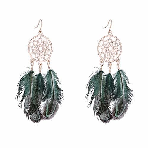 Product BIGBOBA Pendientes de Borla con Pluma Artificial Vendimia Bohemi Atrapasueños Regalo Aretes