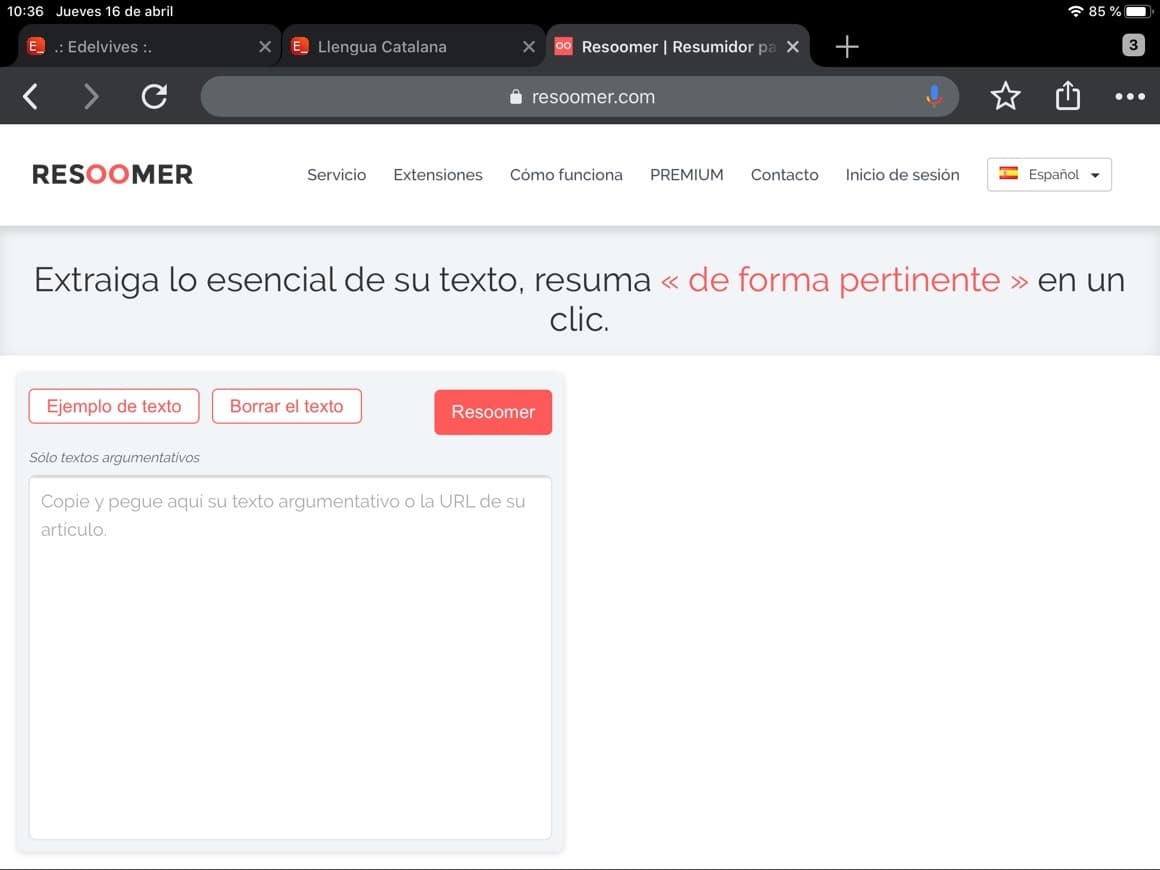 Moda Resumidor para hacer un resumen automático de texto ... - Resoomer