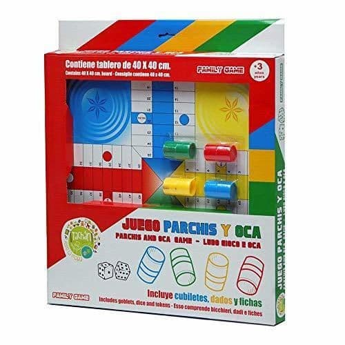 Producto Tachan-Juego Parchís y Oca, de Madera, 40 cm, Color Rojo y Blanco,