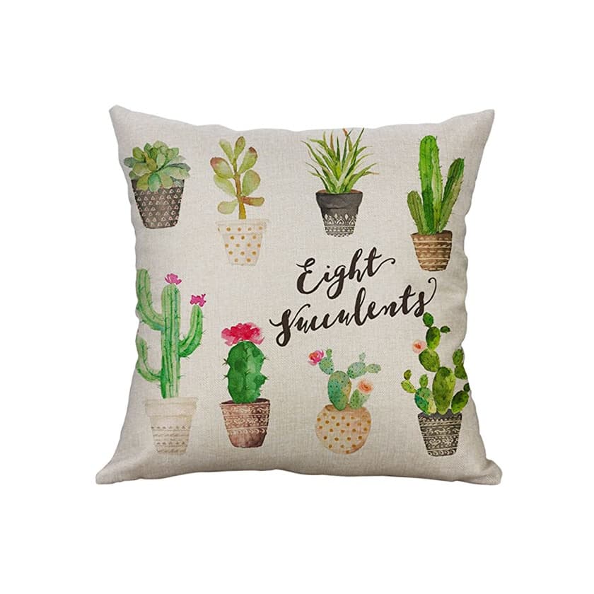 Product LEEDY Cotton Linen Plants Succulents Cactus Prickly Pear Square Throw Waist Pillow