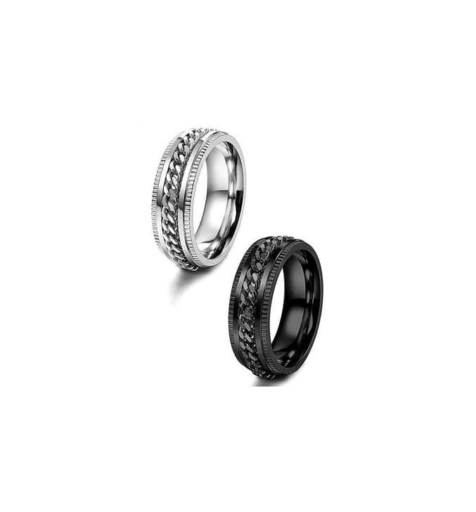 Product Besteel 2Piezas Acero Inoxidable Anillo con Cadena  Hombre