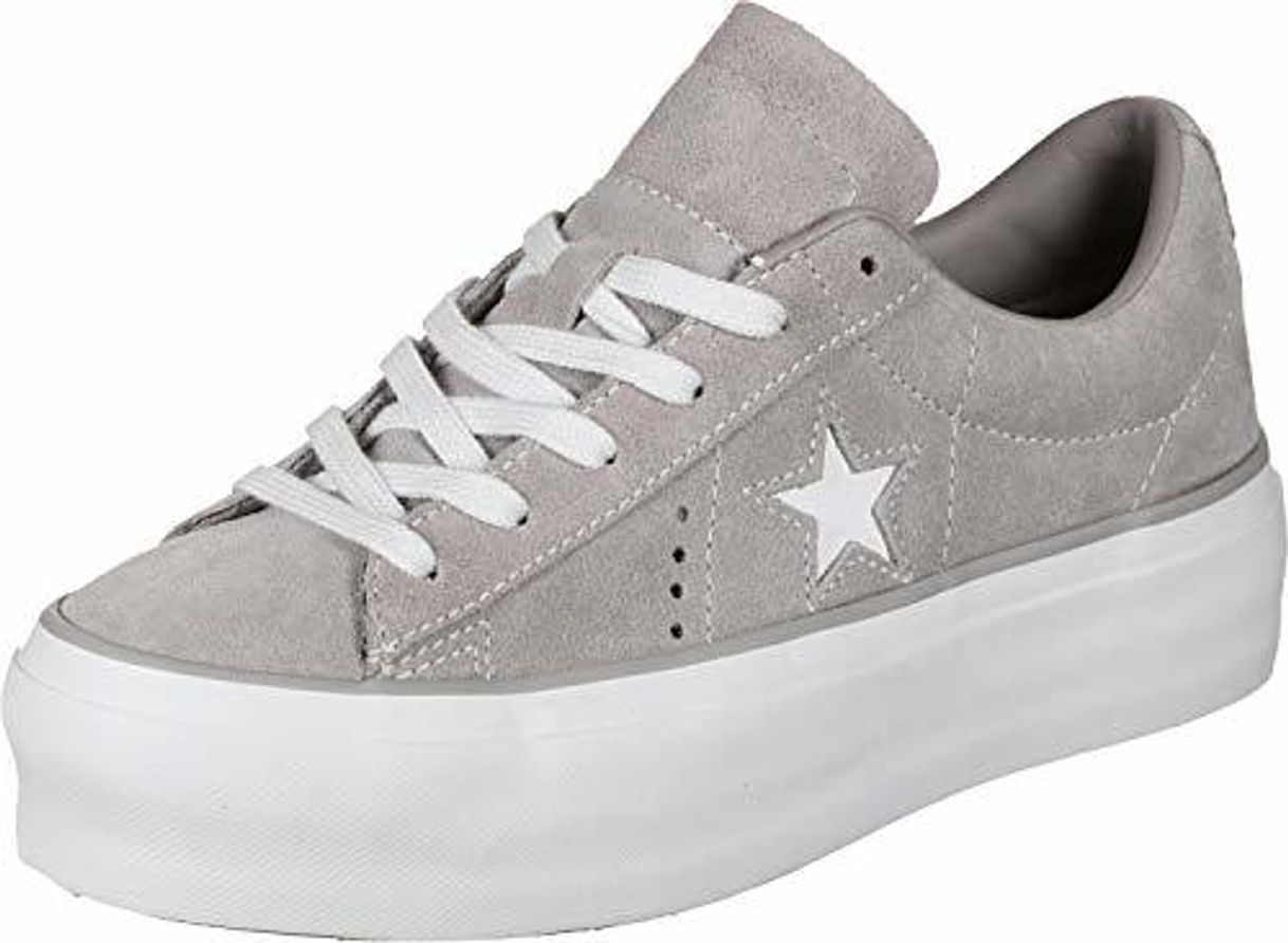 Fashion Converse One Star Mujer Gris Platform Zapatillas-UK 6