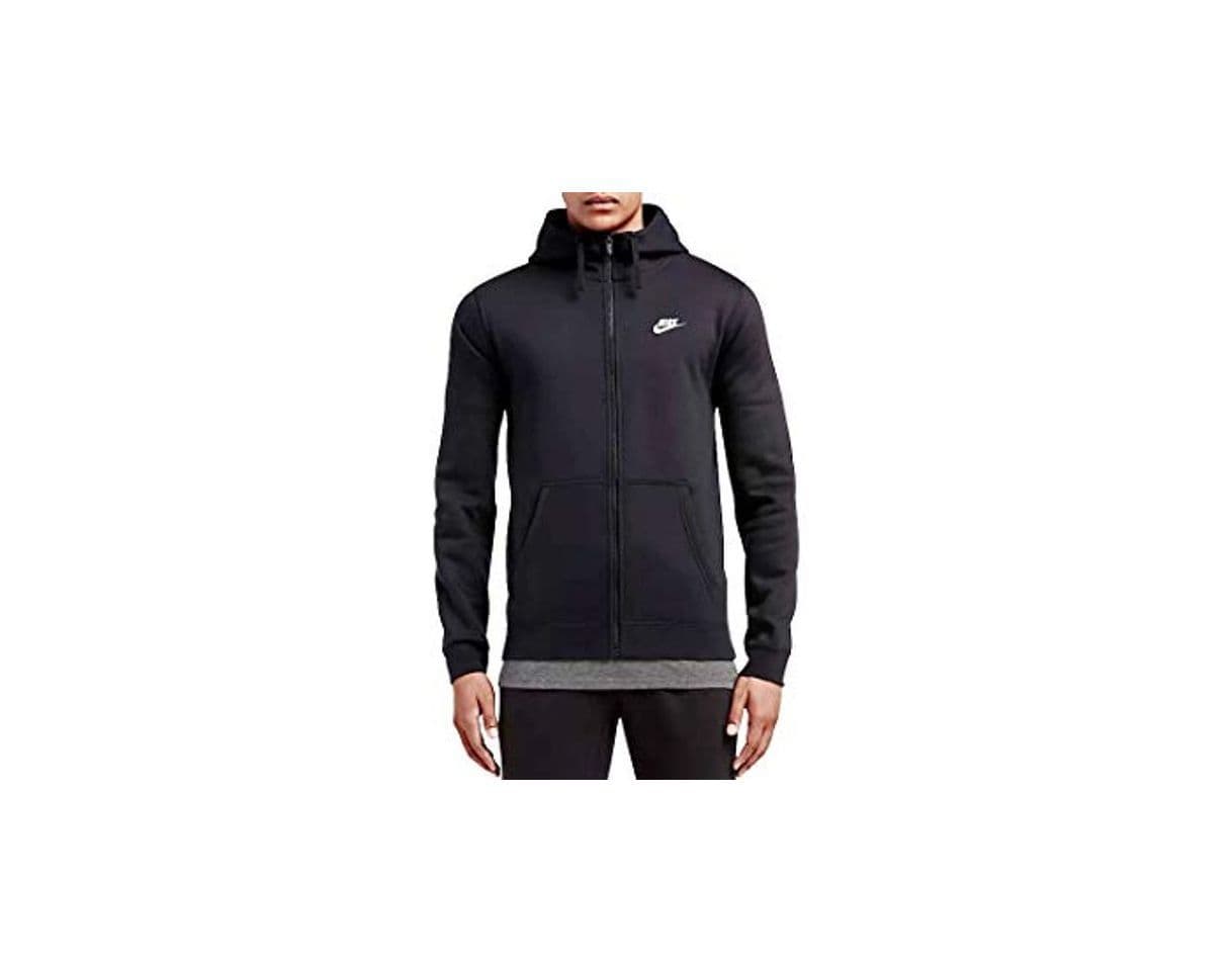 Fitness Nike M NSW FZ FLC Club Sudadera con Capucha, Hombre, Negro