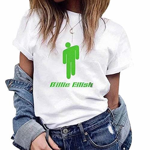 Moda Camiseta Billie Eilish Niña, Camiseta Billie Eilish Mujer Chicas Impresión T-Shirt Manga