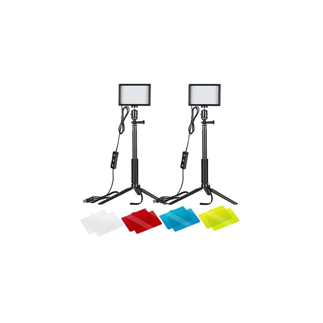 Electrónica Neewer 2-Pack Luz LED Video 5600K Regulable con Soporte Trípode Ajustable/Filtros de