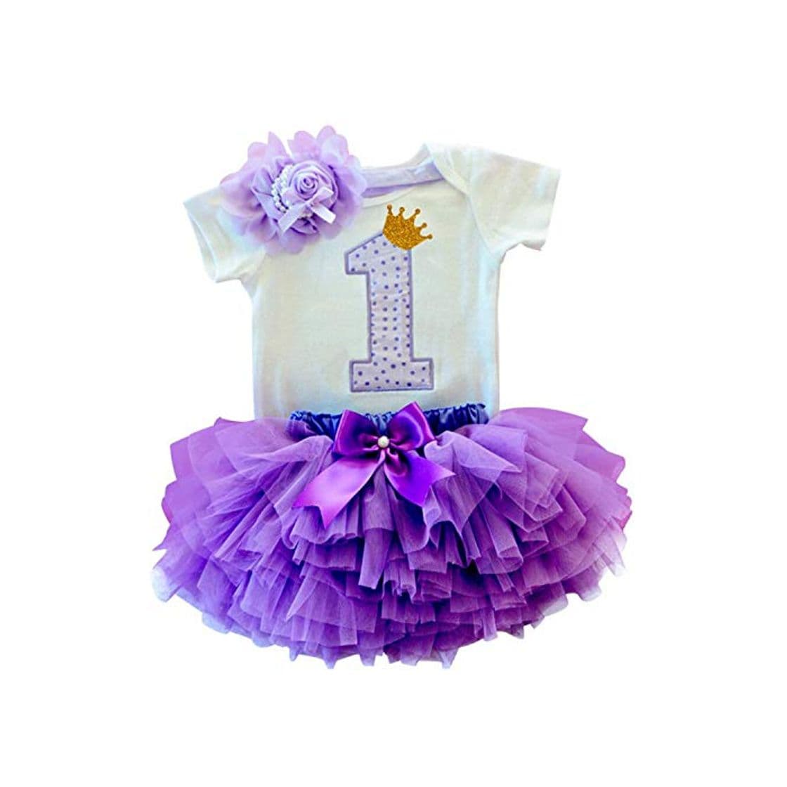 Producto TTYAOVO Bebé Niña 1er cumpleaños 3pcs Conjuntos con Diadema de Unicornio y Mameluco y Faldas 1 Años 13 Púrpura