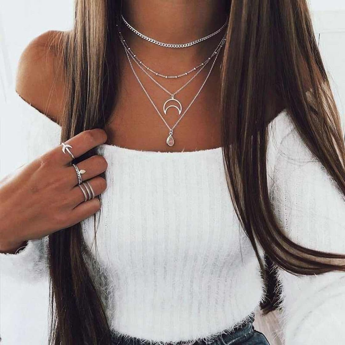 Fashion NO BRANDED Multilayer Necklace Women Geometric Necklaces Jewelry Long Chain Gold Colors