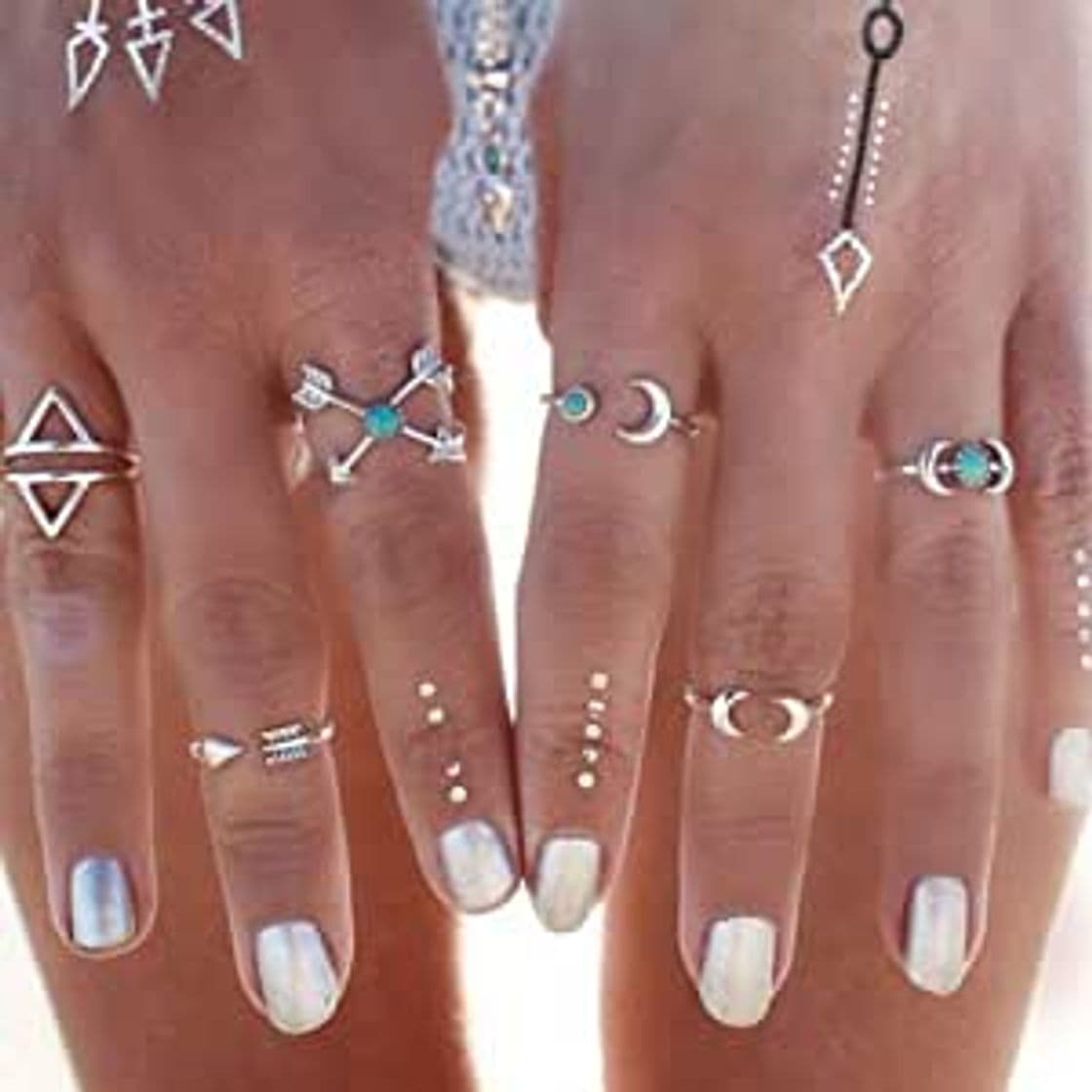 Fashion Yean Boho - Juego de anillos de cristal para nudillos