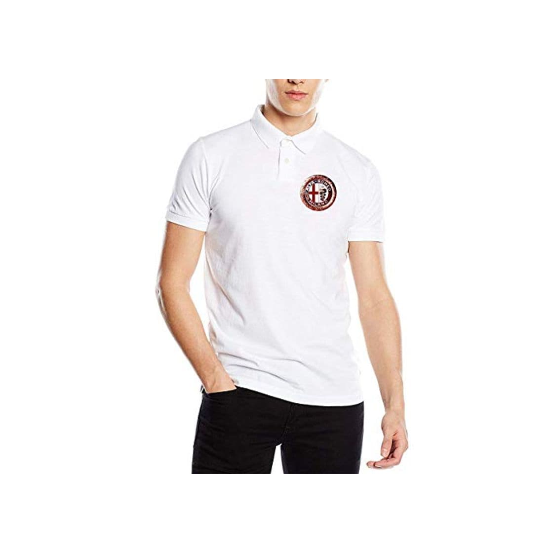 Fashion Hengtaichang Polo clásico con Logo Alfa Romeo Personalizado Manga Corta para Hombres Adultos Negro