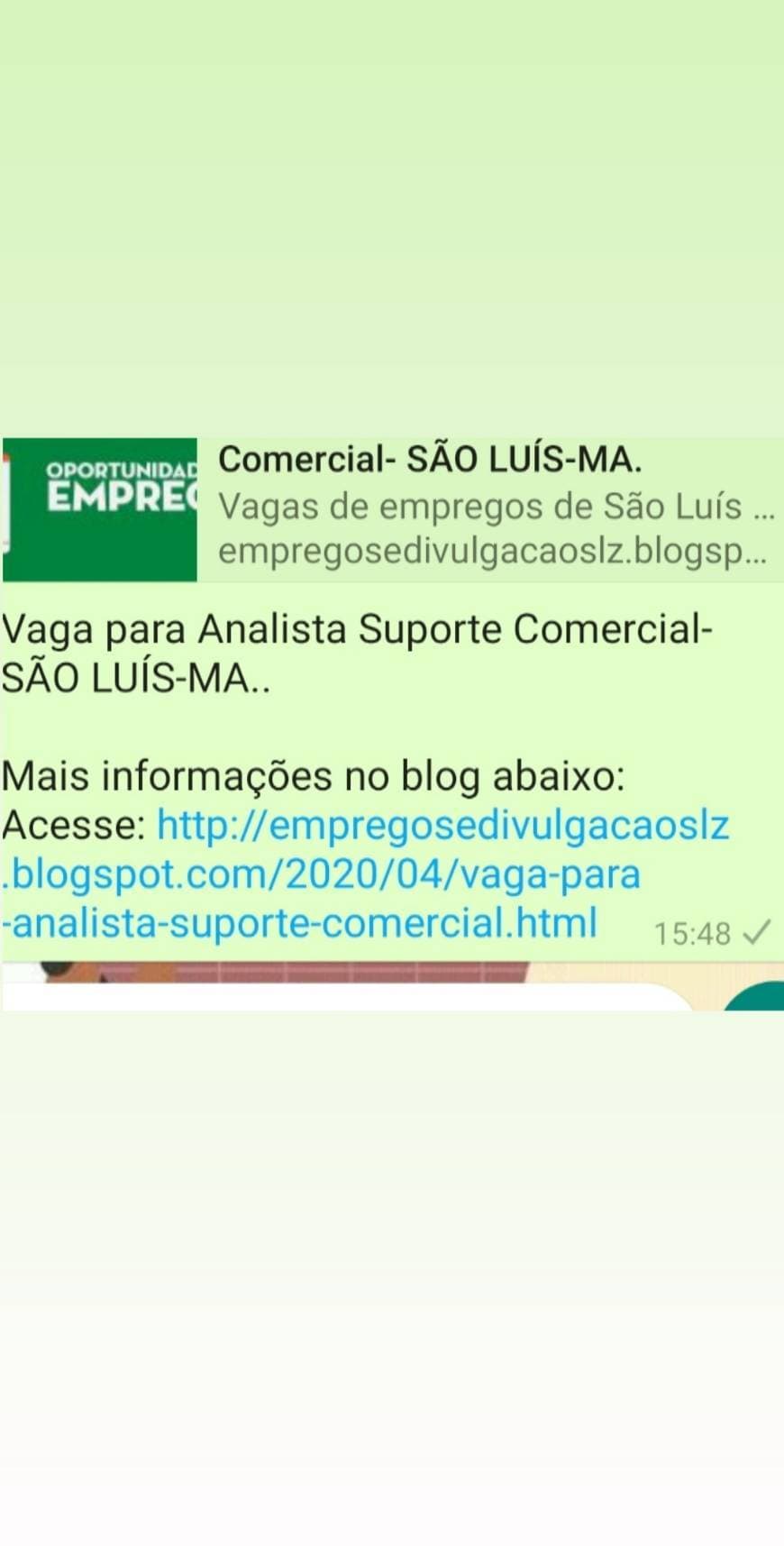 Moda Vaga para Analista Suporte Comercial- SÃO LUÍS-MA..