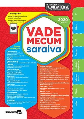 Book Vade Mecum Saraiva 2020 - Tradicional - 29a. Edicao Atualizado Com o