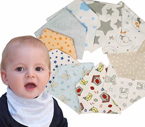 Product Ti TIN Pack de 10 Baberos Pañuelo Bandana para Bebé 100% Algodón