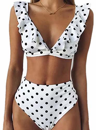 Producto Mujer Traje de Baño Bikini Punto de Onda Ruffle Conjunto de Bikini