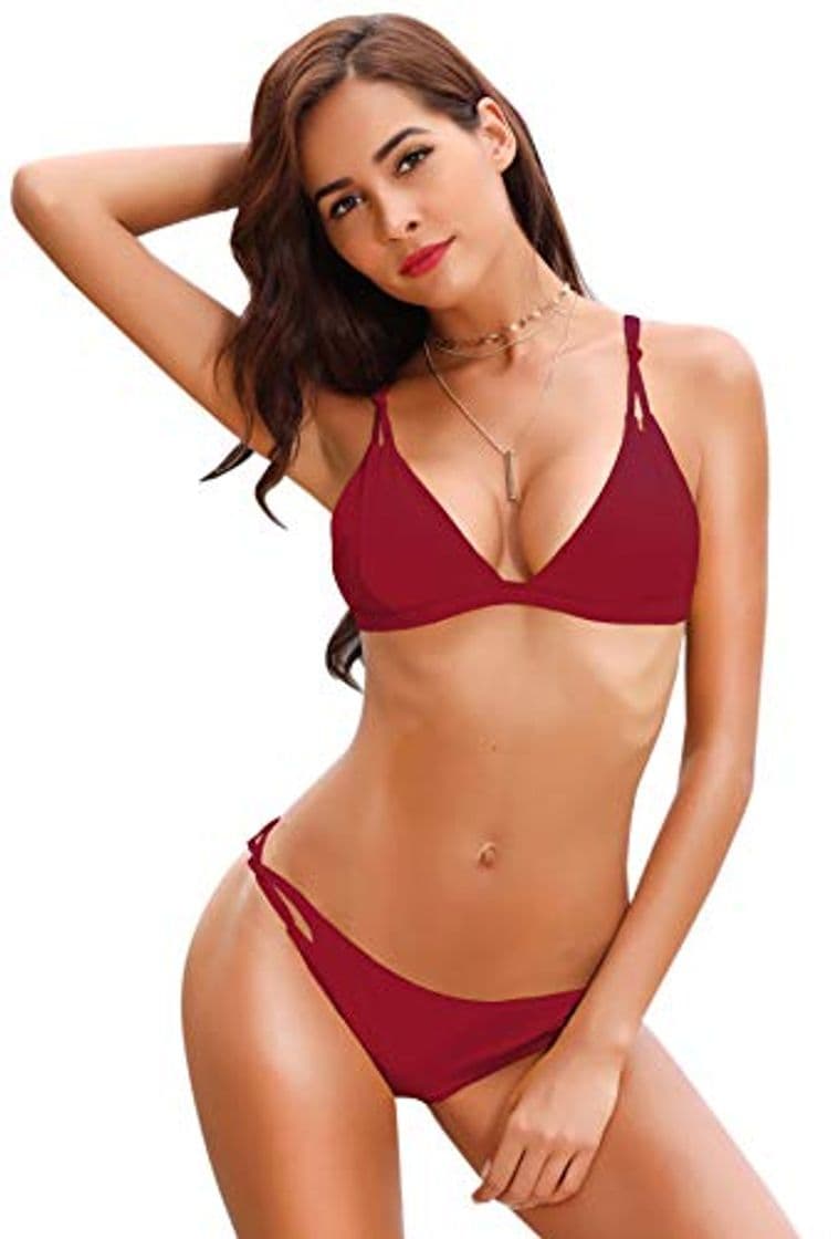 Moda SHEKINI Conjunto de Bikini Sexy para Mujer Sujetador Triángulo Ajustable Tops y