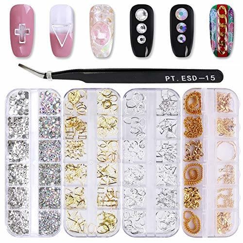 Producto NICOLE DIARY Multi-size 12 Grids Colorido Nail Art Decoration Set con 4