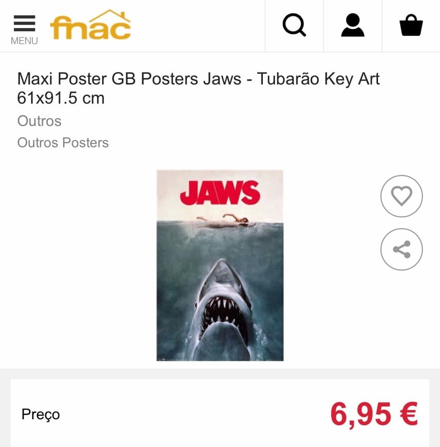 Producto Poster do clássico Jaws.