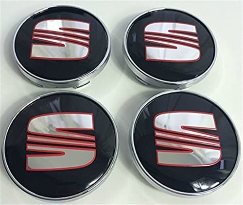 Product 4 x Seat Rojo Cromo Negro Logo 60 mm Buje tapas Buje Tapa Tapacubos