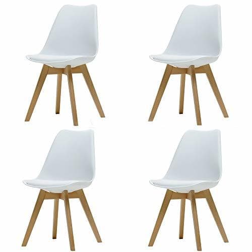 Home Naturelifestore Pack de 4 sillas de Comedor/Oficina con Madera de Haya Piernas