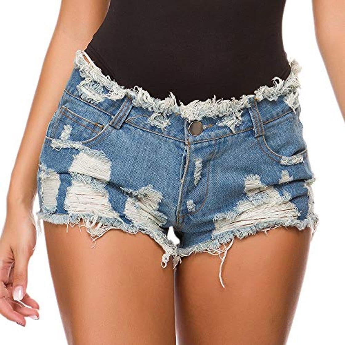 Fashion Mujeres Pantalones Cortos de Mezclilla Las mujeres del verano Raw Edge Ripped Denim Pantalones cortos de cintura alta del club atractivo caliente Pantalones for las actividades diarias Shorts de Mezcl