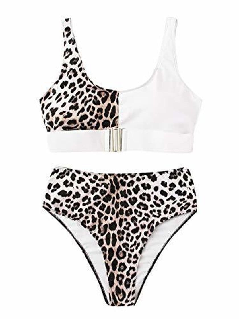 Moda SOLY HUX Mujer Traje de Baño Leopardo de Dos Pieza Push Up