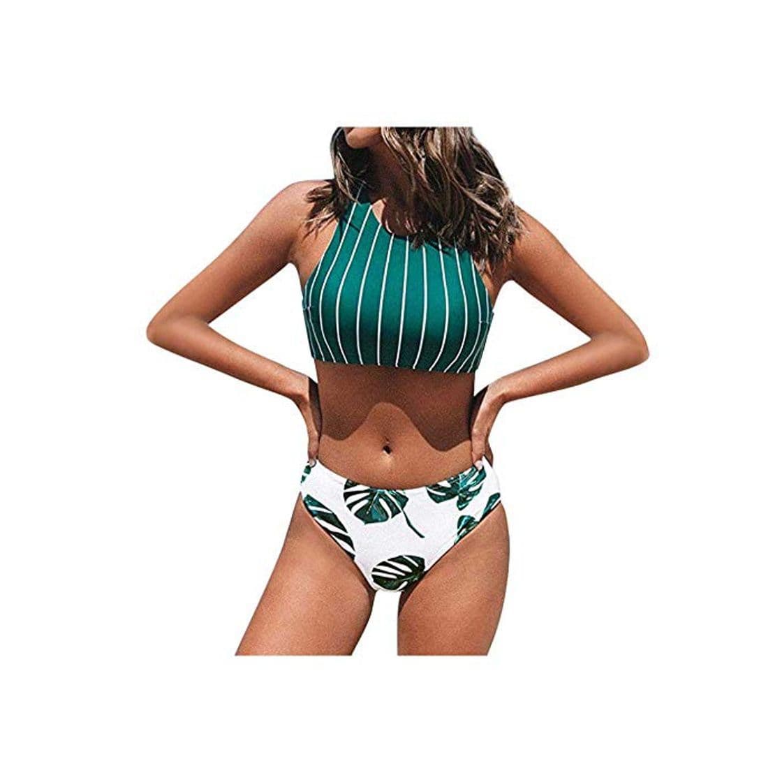 Producto NOBRAND Bikini Cintura Alta Rayas Hojas Bikini Estampado a Rayas Traje de