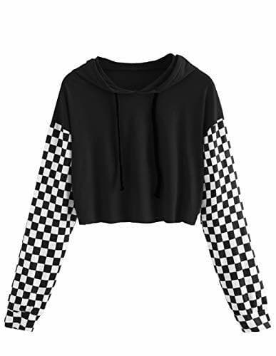 Producto Sudaderas Mujer Cortas, Sudaderas Chicas Adolescentes con Capucha Otoño Manga Larga Patchwork