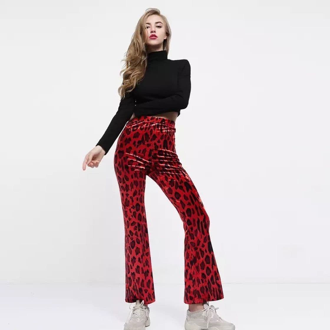 Product PANTALONES CAMPANA LEOPARDO ROJO