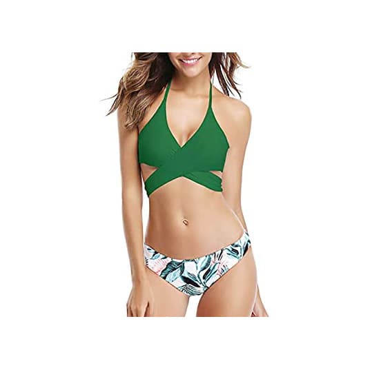 Product Mujer Bikini 2019 Color sólido Traje de Baño Mujer Dos Piezas Ropa