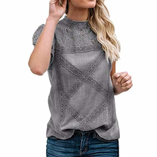 Producto Camisetas Mujer SHOBDW Dia de la Mujer Verano Patchwork De Encaje Casual