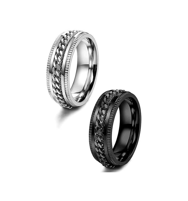 Producto Besteel 2Piezas Acero Inoxidable Anillo con Cadena  Hombre