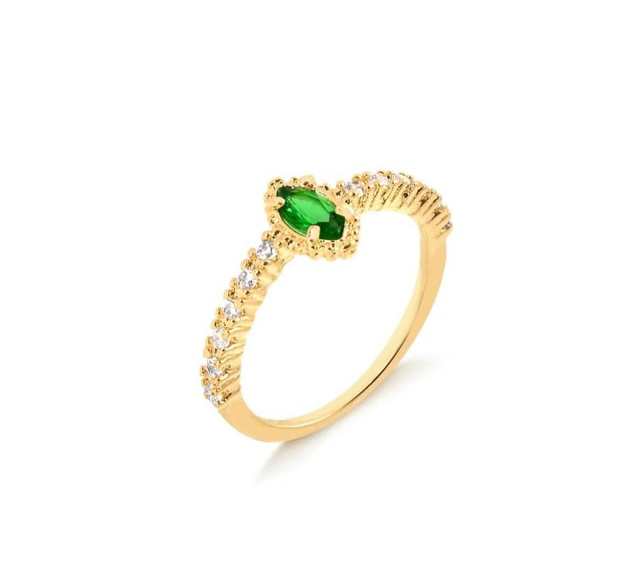 Product Anel navete verde esmeralda folheado em ouro R$89