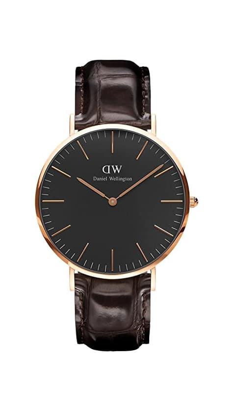 Fashion Daniel Wellington DW00100128 - Reloje acero inoxidable con correa de piel, Unisex,