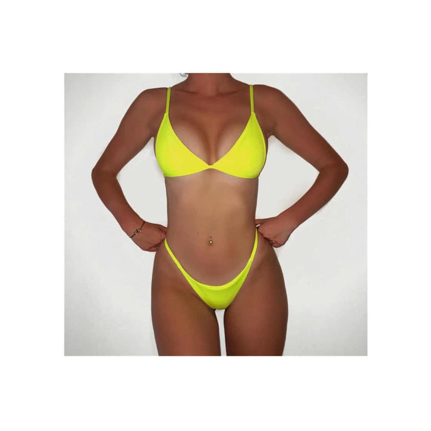 Product Mujer Bikini 2019 Color sólido Traje de Baño Mujer Dos Piezas Ropa