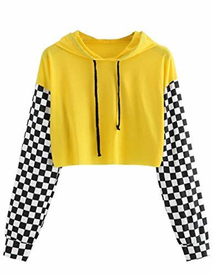 Moda Sudaderas Mujer Cortas, Sudaderas Chicas Adolescentes con Capucha Otoño Manga Larga Patchwork