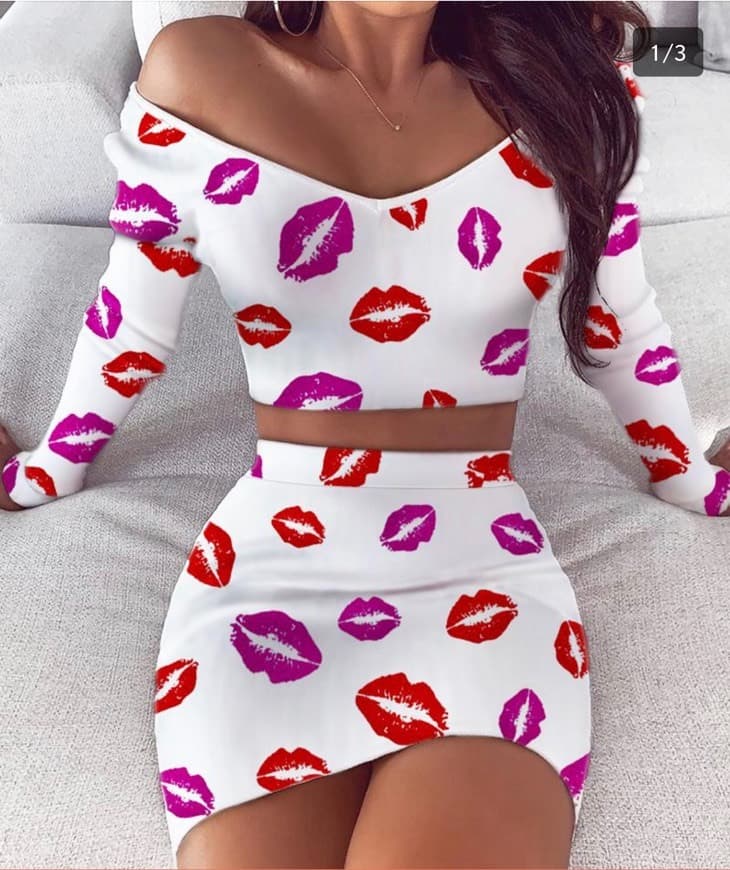 Product 👄Conjuntos de falda y top corto con estampado de 👄 