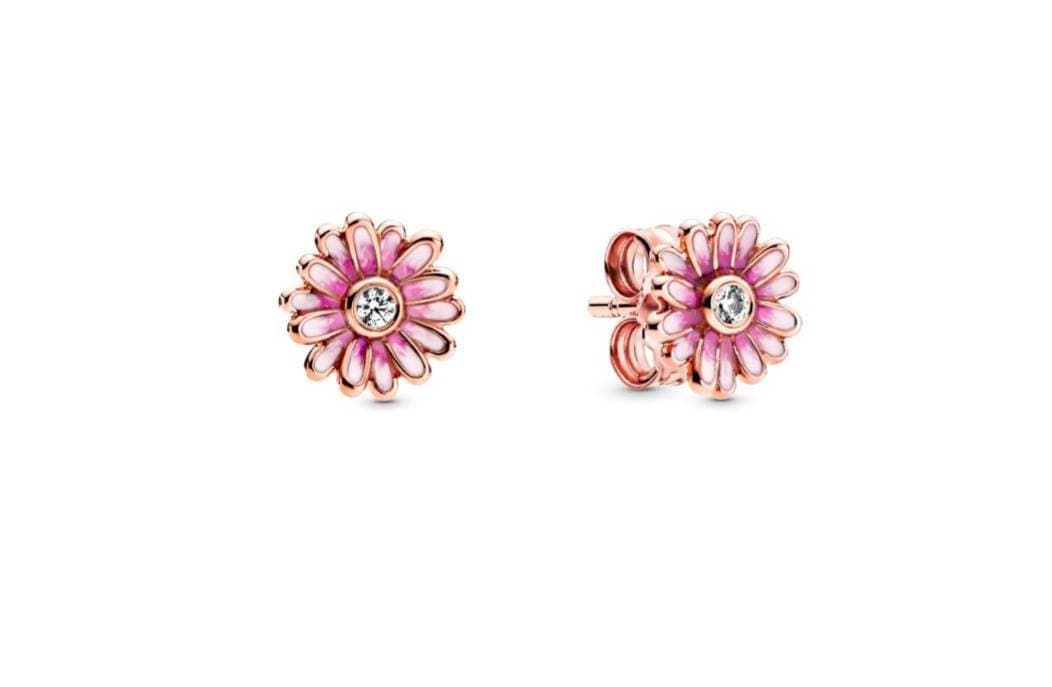 Fashion Brincos Pink Daisy Flower Pandora Rose