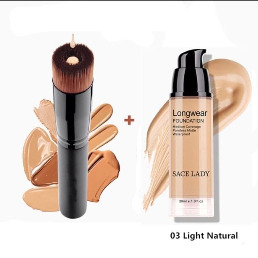 Fashion MAKE UP FOUNDATION + MAKEUP BRUSH