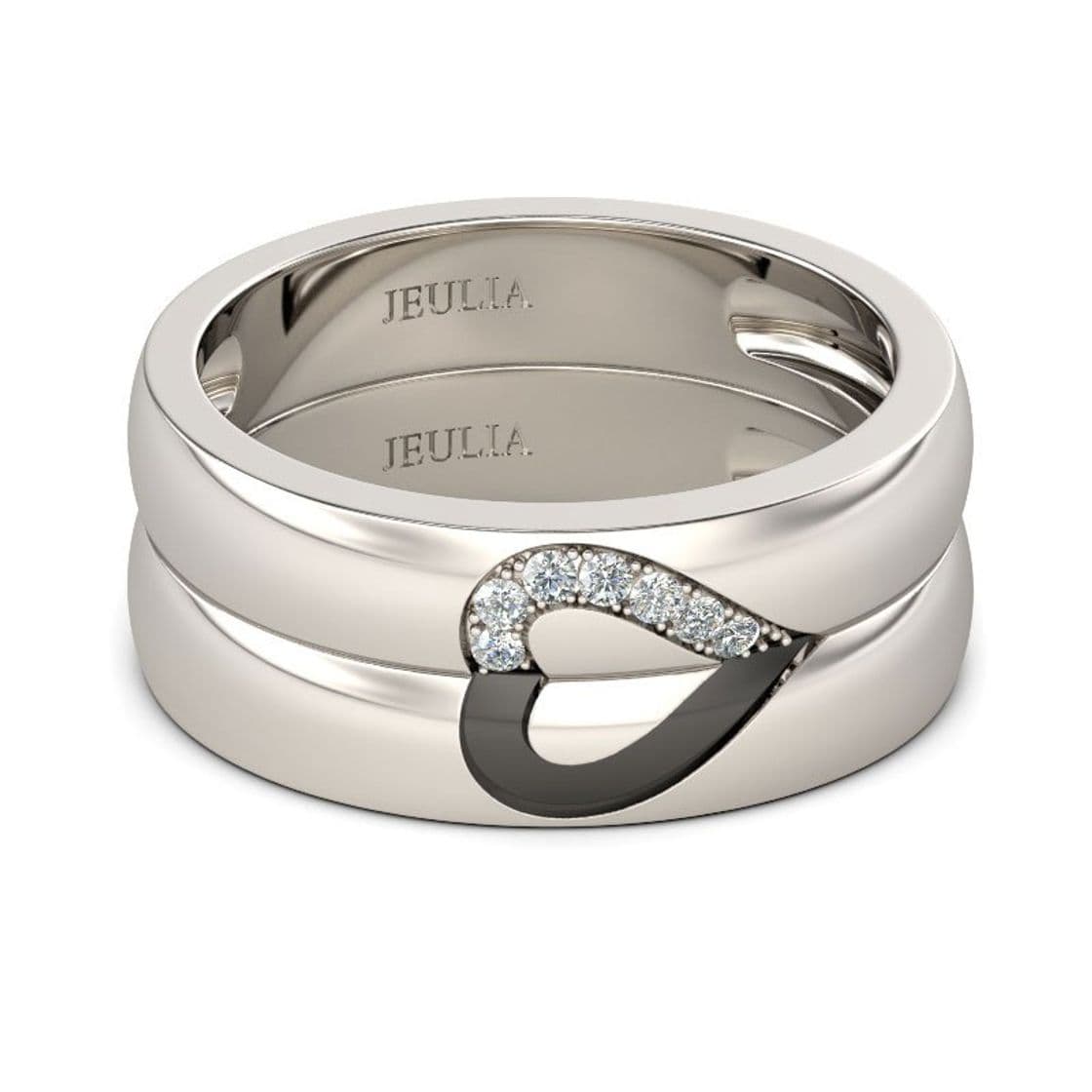 Moda Jeulia Love Shape Sterling Silver Band Set - Jeulia Jewelry