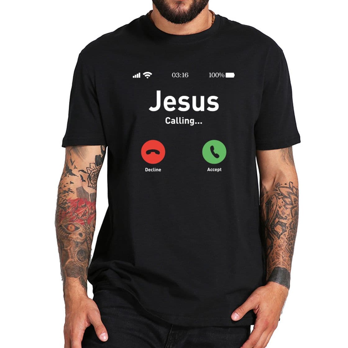 Moda JESUS T SHIRT FUNNY CALLING ACCEPT OR DECLINE THAT IS QUESTI