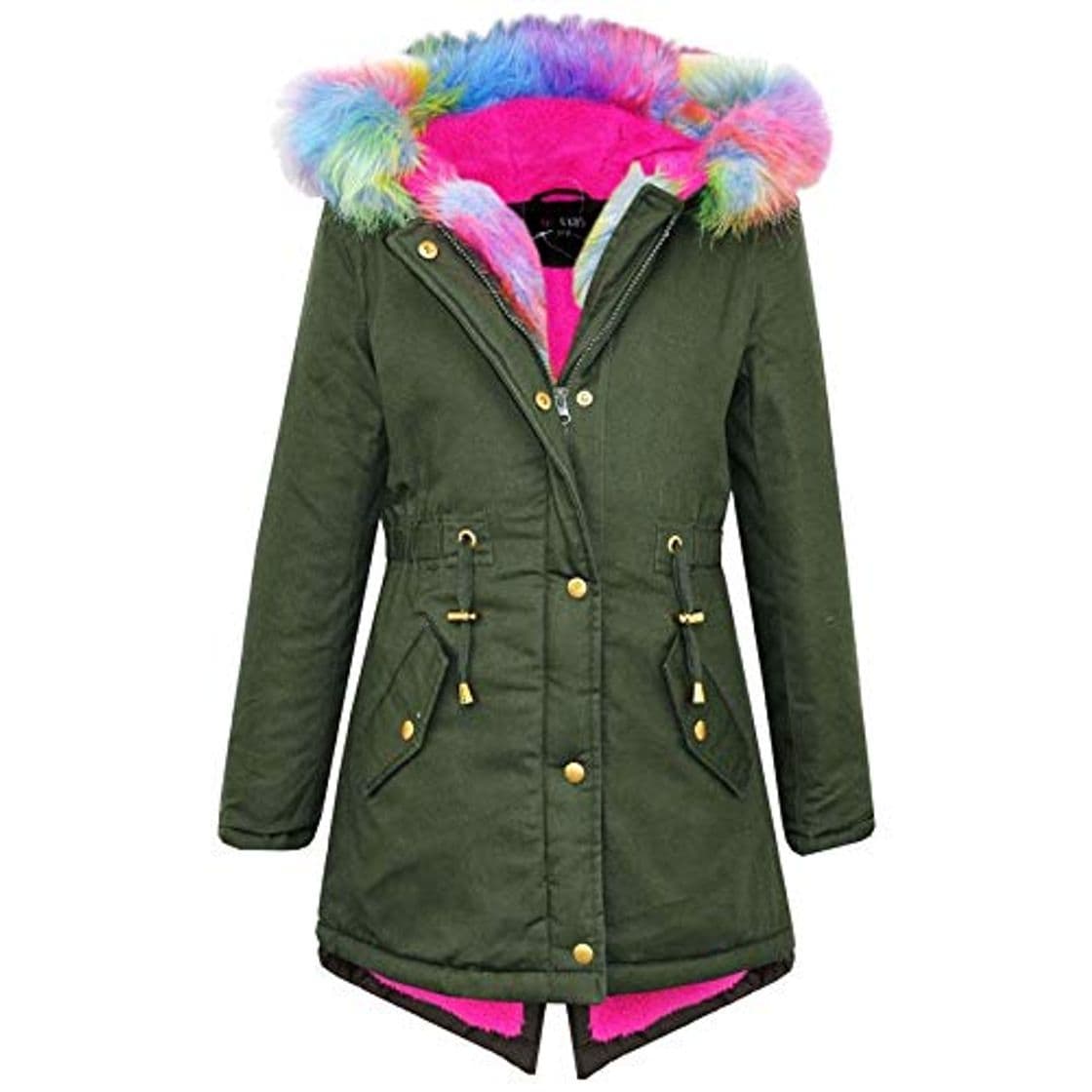 Producto A2Z 4 Infantil Infantil Chaqueta Con Capucha NIÑA ARCOIRIS Piel Parka