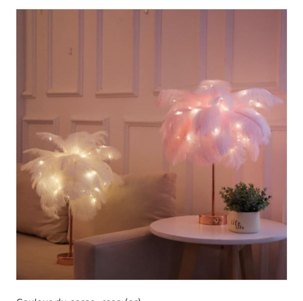 Fashion Callie-Luxueuse Lampe de table em plumes d’autruche