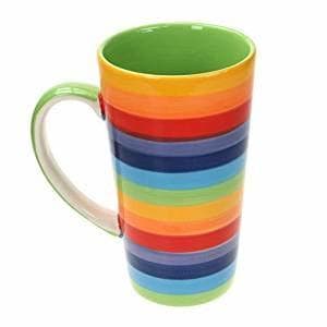 Product Stripey Rainbow Large Ceramic Hot Chocolate Tea Coffee Mug by Carousel Home