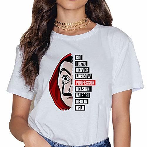 Moda Camiseta Casa de Papel, Camiseta Casa de Papel Mujer Niña T-Shirt Camisetas