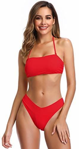 Producto SHEKINI Mujer Bikini Top de Tubo Traje de Baño Dividido Cuello Colgando